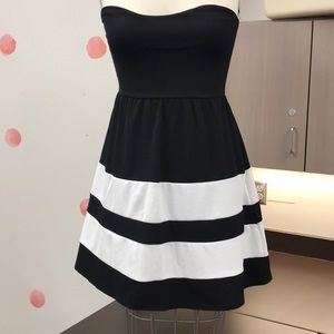 Strapless Black and White Dress